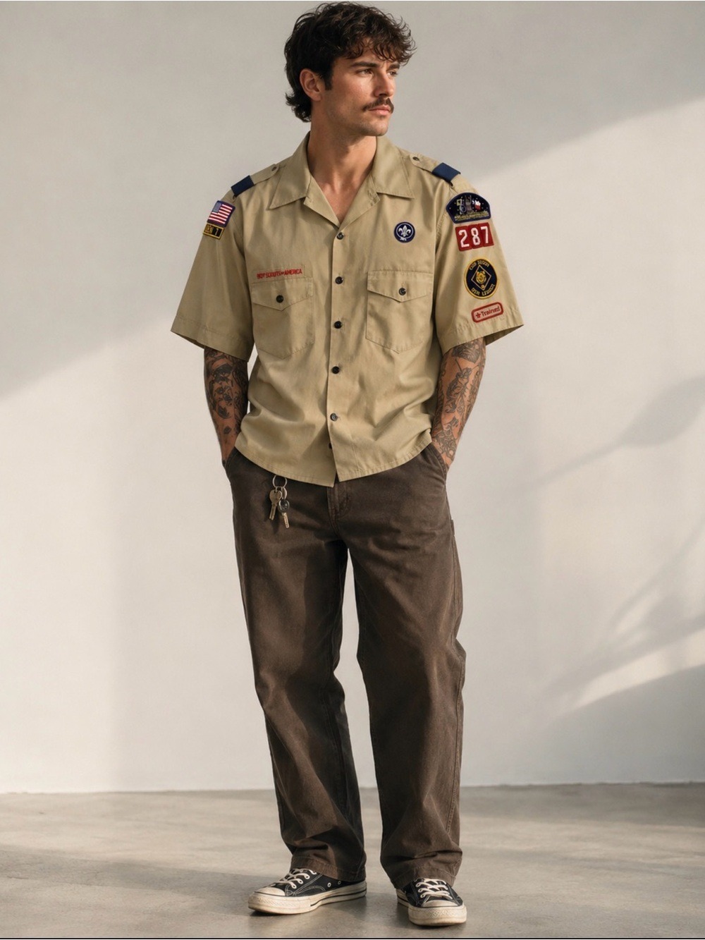 Boy Scouts of America Men's Uniform Shirt XL Made in USA 1980s 1990s